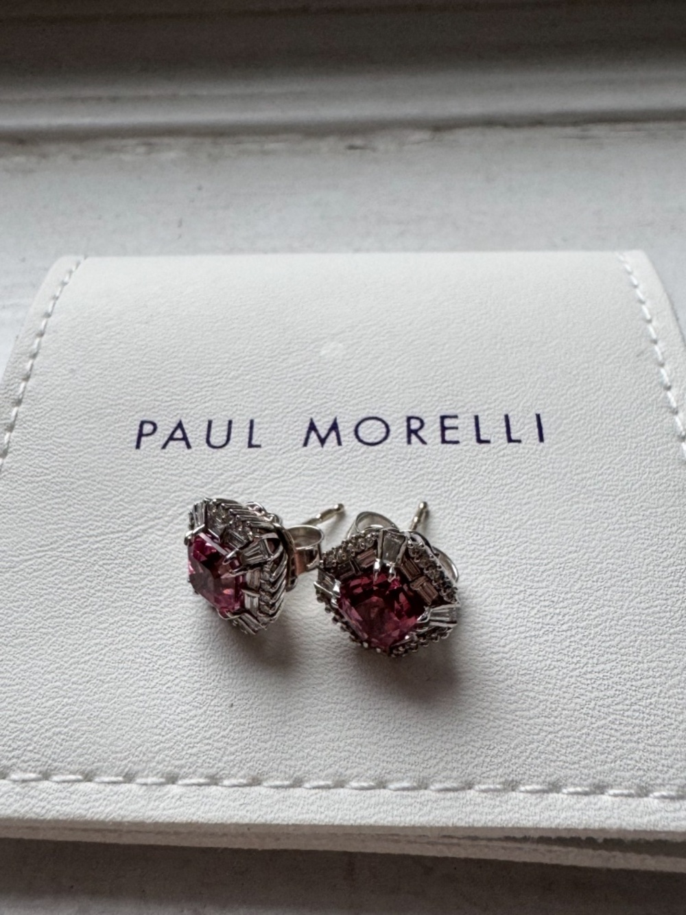 Paul Morelli Pink Spinel and Diamond Stud Earrings in 18K White Gold - Picture 2 of 5